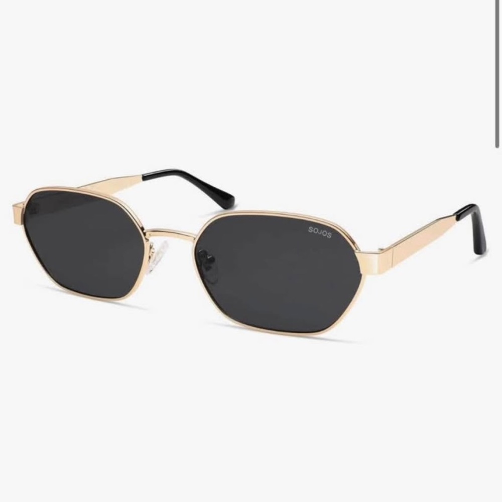 Black and gold hexagonal SOJOS Sunglasses